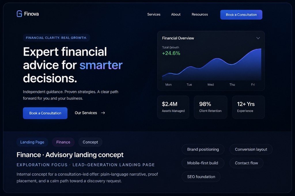 Finova advisory concept system mockup